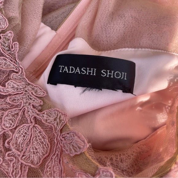 TADASHI SHOJI Embroidered Lace Cape Dress in Rose Quartz (Altered) - Picture 8 of 11